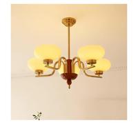 ceiling Mid Century Outdoor Chandelier Large White Gold Pendant Light for Living Room Dining Room Bedroom Kitchen and Outdoor Space; Vintage Wood Round Ceiling Lamp 3 Light-milk Shade-5 Lig