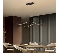 ceiling Minimalist Wave Chandelier Fixture Kitchen Island Living Dimmable LED Pendant Light Dining Room 39x7inch Black Stylish Lighting Solution for Your Home