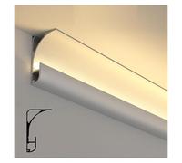 Ceiling Molding, Crown Moulding LED Channel Aluminum Profile, Indirect Lighting Diffuser for Floor Wall, Cornice Coving Decor 1m 1.2m 2m 4m 10m 18m(White,5.5 m/18 ft)