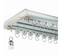Ceiling Mount Aluminum Curtain Double Tracks for Living Room Bedroom, Luxurious Heavy Duty Conjoined Curtain Rails with Silent Roller(Blue,4.20m(3 * 1.40m))