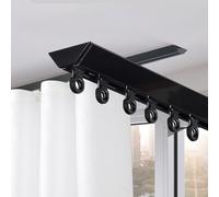 Ceiling Mount Curt System 9.8ft Adjustable Room Divider Rail Wall-Mounted Flexible Design for Space Separation - Black