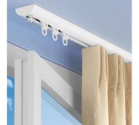 Ceiling Mount Curtain Rail Track, 3-19 Ft Extra Long Privacy Room Divider For Balcony/Bay Window/Hotel/Office, Aluminum Single Window Rod with Silent Rollers Wheel(White,13ft)