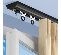 Ceiling Mount Curtain Rail Track, 3-19 Ft Extra Long Privacy Room Divider For Balcony/Bay Window/Hotel/Office, Aluminum Single Window Rod with Silent Rollers Wheel(Black,13ft)