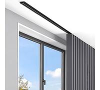Ceiling Mount Curtain Track System Self Adhesive 37FT Extra Thin Drapes Rods for Bedroom & Living Room No Drill Installation Includes Sliding Gliders Black