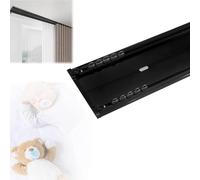 Ceiling Mount Double Curtain Track 6mm Ultra-Thin Heavy Duty Metal Curtain Rods Mute Cuttable Drapes for Bay & Balconies Black 5.2M/17FT