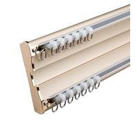 Ceiling Mount Double Curtain Track, Aluminum Track Curtains Rail, Drop Ceiling Curtains Tracks for Living Room Bedroom Dining Room Kitchen(GOLD,300cm/9.8ft)