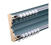 Ceiling Mount Double Curtain Track, Aluminum Track Curtains Rail, Drop Ceiling Curtains Tracks for Living Room Bedroom Dining Room Kitchen(BLUE,370cm/12.1ft)