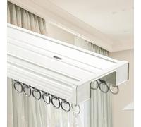 Ceiling Mount Double Curtain Track System, 2.1m (6.9ft) Sliding Rail for Curtains & Drapes, Easy Install Room Dividers, White Color, Noise-Free Design