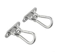 Ceiling Mount Hook for Yoga Swing, 2 Pack Stainless Steel Wall Mounted Fitness Hanger for Indoor Outdoor Gym Use, Heavy Duty Strap Hanger up to 80kg, Suitable for Suspension Training and Battle Ropes