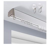 Ceiling Mount Single Rail Blackout Drapes Double Groove Room Divider 17.1ft Wall-Mounted Curtain Track for Living Room Bedroom Patio Sliding Doors