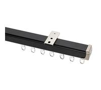 Ceiling Mount Sliding Barn Door Track System 3ft 9.8ft Adjustable Aluminum Room Divider with Quiet Rollers Black Finish for Straight Windows