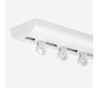 Ceiling Mount White Aluminum Shower Curtain Rod 1m/3.3ft Sliding Rail with Roller Hooks Ideal for Bedroom Window and Privacy Space Use