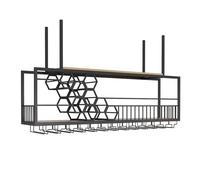 Ceiling Mount Wine Rack - Large Capacity Industrial Hanging Shelf Floating Wine and Glass Storage for Kitchen & Dining Room - Stylish Bar nizer