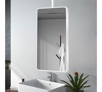 Ceiling-Mounted Bathroom Mirror - Stylish Floating Makeup Mirror with Metal Frame Elegant White Design for Wall Perfect for Vanity 50cm Size Modern Home Decor