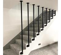 Ceiling Mounted Black Wrought Iron Stair iling - Customizable L-Type Guardil for Indoor/Outdoor Steps Available in 60cm to 150cm Lengths Perfect for Stair Safety