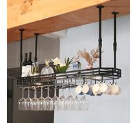 Ceiling Mounted Bottle Holder with Lights Adjustable Industrial Wine Shelf for Wall Hanging Wine Rack for Kitchen & Bar Stylish Glass Support for Bottles