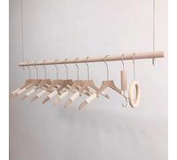 Ceiling Mounted Clothes Airer Hanger, Adjustable Height Clothes Rail for Home Retail Storage - Solid Wood with Wire Rope