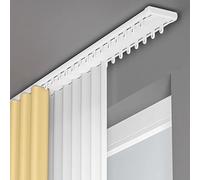 Ceiling Mounted Double Track Curtain Rail SetSilent Gliding Aluminum Window Treatment for Bedroom Living Room Hospital Room Divider (White 1.6m / 5.2ft)