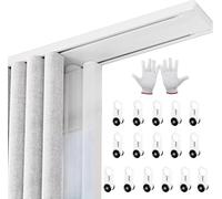 Ceiling-Mounted Double Track Curtain Rod - Aluminum Room Divider for Living Room & Bedroom Whisper Quiet Design 1.40m (4.6FT) - Stylish White Finish