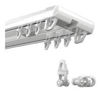 Ceiling Mounted Double Tracks Conjoined Curtain Track With Silence Rollers - Easy To Install Aluminium Alloy Curtain Rail for Straight and Bay Windows 2.5m 3.6m White(White,1.8m)