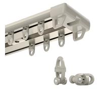 Ceiling Mounted Double Tracks Conjoined Curtain Track With Silence Rollers - Easy To Install Aluminium Alloy Curtain Rail for Straight and Bay Windows 2.5m 3.6m White(Gold,1.6m)