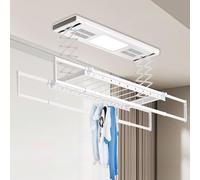 Ceiling-Mounted Electric Clothes Drying Rack with Remote Control, Constant Temperature Drying, LED Light, and High Load Capacity for Home Balcony Use