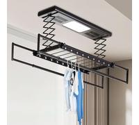 Ceiling-Mounted Electric Clothes Drying Rack with Remote Control, High Load Capaci, LED Light, Constant Temperature, Ideal for Indoor & Balcony Use, Space-Saving Solut