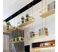 Ceiling-Mounted Floating Shelf Basket - Multi-Functional rage Rack for Bar & Living Room - Chic Wine Hol Flower Stand & Pot (120x25x15cm)