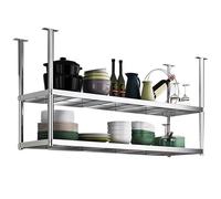 Ceiling Mounted Floating Shelf Rack, Stainless Steel Kitchen Organization Display Stand for Plants and Pots - Easy to Install for Bar and Restaurant