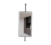 Ceiling-mounted mirror with LED lights, decorative rectangular wall mirror, decorative mirrors for the home, adjustable brightness, for bathroom and powder room (black, 60 x 80 cm)