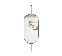 Ceiling-mounted mirrors, HD makeup mirrors, metal mirror fixed to the ceiling, for entryway, dressing room and interior decoration (customizable arm) (Gold, 50 x 100 cm)