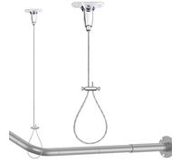 Ceiling Mounted Shower Curtain Rod Support Bracket-60″ Adjustable Ceiling Suspension Holder for Curved, L-Shaped, U-Shaped Corner Shower Rods, All 304 Stainless Steel, Anti-Sagging, 1 PACK