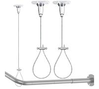 Ceiling Mounted Shower Curtain Rod Support Bracket-60″ Adjustable Ceiling Suspension Holder for Curved, L-Shaped, U-Shaped Corner Shower Rods, All 304 Stainless Steel, Anti-Sagging, 2 PACK
