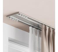Ceiling-Mounted Silent Double ain Rod 5.1m Adhesive & Space-Saving t for Bedroom Living Room Hospital Champagne Color