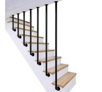 Ceiling Mounted Stair Railing Post, Wrought Iron Round Pipe Guardrail Spindles, Durable L-Type Handrail for Indoor Loft Corridor Fence, Easy to Install Safety Grab Bar(3ft/90cm)