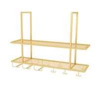 Ceiling Mounted Storage Rack, 2 Tier Wrought Iron Decorative Display for Wine, Bar, Kitchen, Coffee Shop Organization, Stylish Hanging Storage Solution