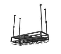 Ceiling Mounted Wine Rack2Layer Metal Hanging Wine Bottle Holder & Glass Holder for Kitchen Bar & CellarsStylish Wine Organizer Display Stand (Black 80x30cm)