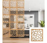Ceiling-Mounted Wooden Room Divider Panels, Modern Geometric Art Wall Decor, 75 Pcs Stylish Restaurant Decoration, Unique Hollow Design for Contemporary Spaces