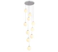 ceiling Nordic 10 White Frosted Glass Staircase Mid Century Style Pendant Light High Ceilings Bubble Long Chandelier for Foyer Living and Dining Room