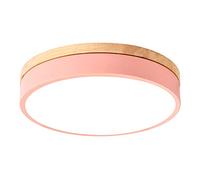ceiling Nordic Wood Flush Chandelier Pink 40cm/16 Round Lamp Scandinavian Style Panel Light for Living Kitchen Bedroom 6000K Cool White Mount Ceiling Lighting