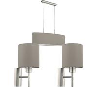 Ceiling Pendant Light & 2x Matching Wall Lights Satin Nickel Taupe Fabric Linear