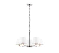 Ceiling Pendant Light Bright Nickel Plate & Vintage White Fabric 5 x 40W E14