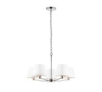 Ceiling Pendant Light Bright Nickel Plate & Vintage White Fabric 5 x 40W E14