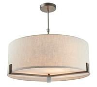 Ceiling Pendant Light Brushed Bronze Plate & Natural Linen 3 x 40W E27