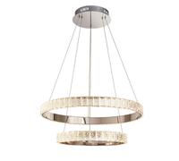 Ceiling Pendant Light Chrome & Clear Crystal 2 x 22.5W LED Bulb Included