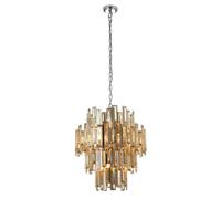 Ceiling Pendant Light Chrome Plate & Champagne Crystal 12 x 40W E14