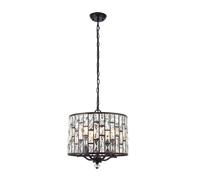 Ceiling Pendant Light Dark Bronze Paint & Clear Crystal 5 x 40W E14 Loops Multi One Size