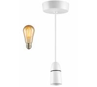 Ceiling Pendant Light Fitting Lamp Holder Ceiling Light Fixture Socket With Cord Grip Pre Wired Indoor Hanging Light White Bayonet B22 Minimalist Pendant 6 Inch Ideal For Home Cafe Restaurant(1pc)