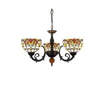 Ceiling Pendant Light Fixture Tiffany Style Stained Glass Chandelier Baroque Lamp Shades 3 Arms Chandelier with Inverted Ceiling Pendant Lamp