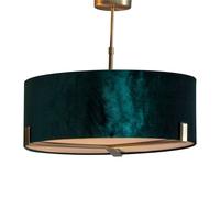 Ceiling Pendant Light Matt Antique Brass & Green Velvet 3 x 10W LED E27